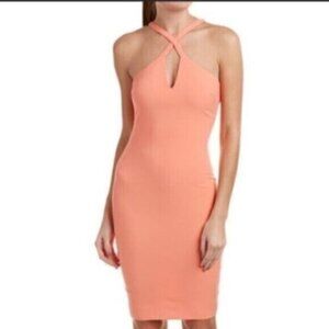 Likely Charles Apricot Peach Halter Cut Out Keyhole Midi Dress